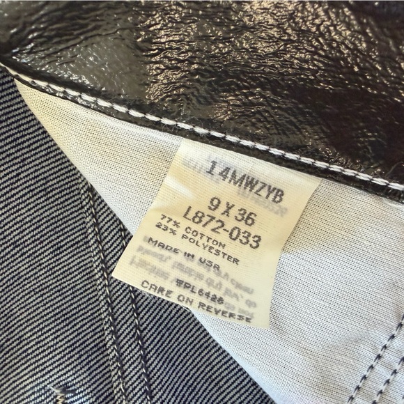 VTG WRANGLER Jeans Womens 27 Black Coated Denim Faux Leather High Rise Vinyl - Picture 13 of 15